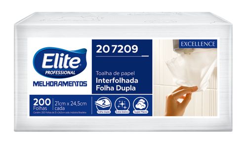 Papel Toalha Interfolhado Folha Dupla Elite Excellence com 200 Folhas