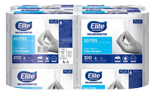 Papel Higiênico Rolo Elite Folha Simples 8 Rolos 300 Metros