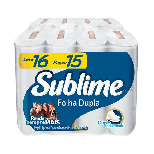 Papel Higiênico Sublime Folha Dupla 16 Rolos