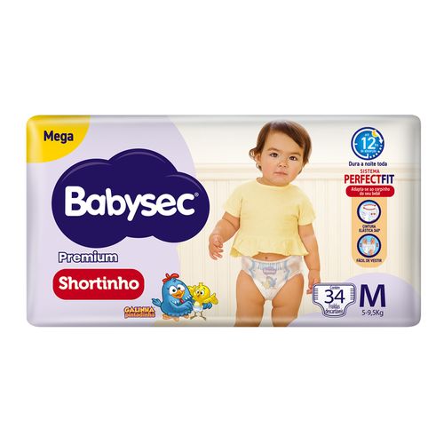 Fralda Babysec Shortinho Mega M 34 Unidades