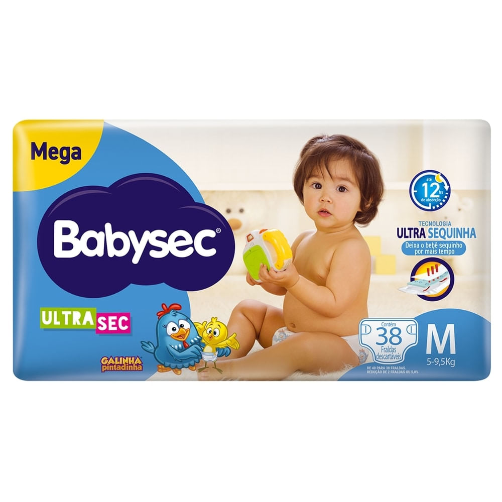 Fralda Babysec Ultrasec Mega M 38 Unidades Loja Softys 