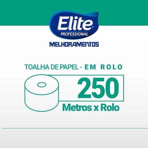 Papel Toalha Rolo Elite Folha Simples 8 Rolos 250 Metros