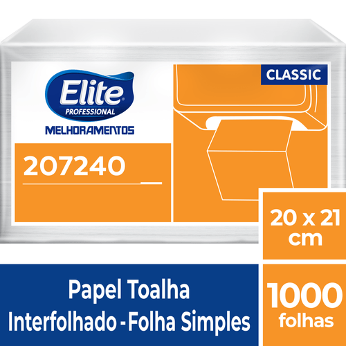 Papel Toalha Interfolhado Elite Folha Simples 1.000 Folhas