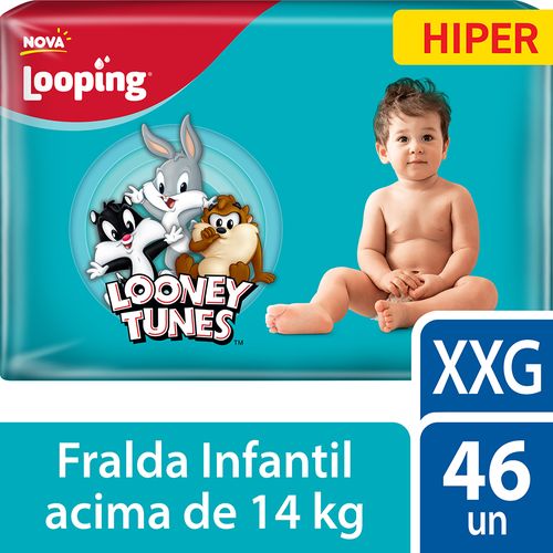 Fralda  Looping Looney Tunes  Hiper Xxg 46 Unidades