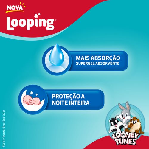 Fralda  Looping Looney Tunes Jumbo  P 18 Unidades