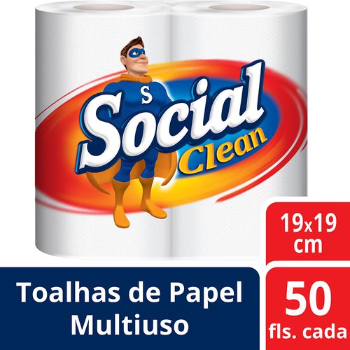 Papel Toalha Folha Dupla  Social Clean 50 Flsa