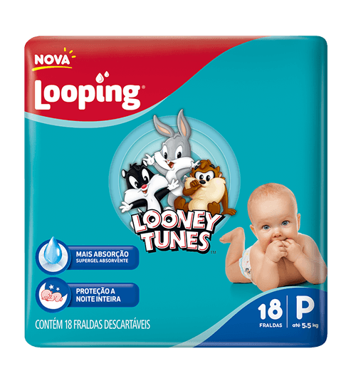 Fralda Looping Looney Tunes P 18 Unidades