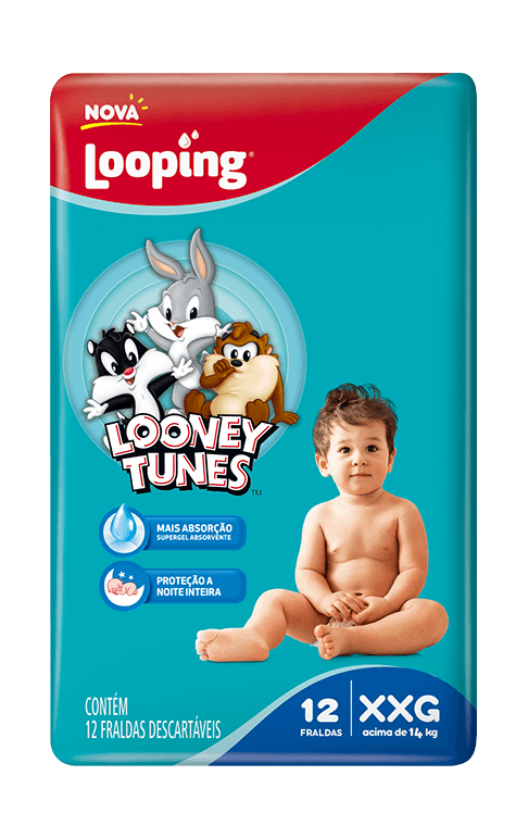 Fralda Looping Looney Tunes XXG 12 Unidades