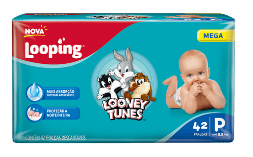 Fralda Looping Looney Tunes P 42 Unidades