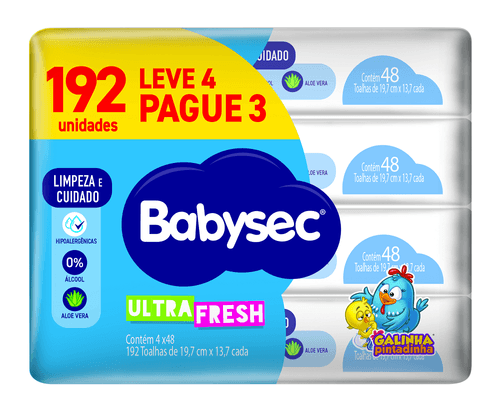 Toalha Umedecidas  Babysec Galinha Pintadinha  Ultrafresh 192 Unidades