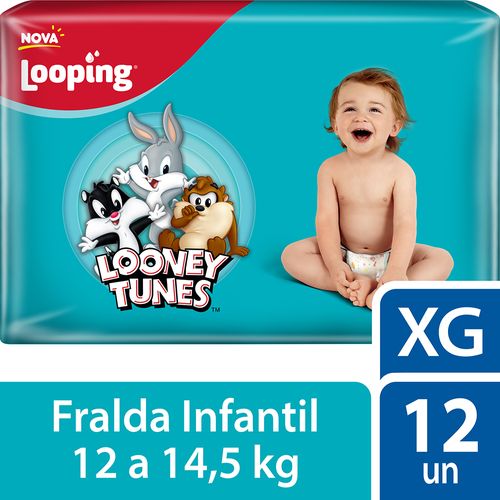 Fralda Looping Looney Tunes XG 12 Unids