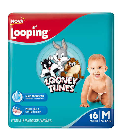 Fralda  Looping Loonet Tunes  Jumbo M 16 Unidades