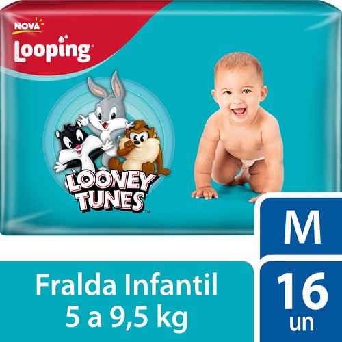 Fralda  Looping Loonet Tunes  Jumbo M 16 Unidades