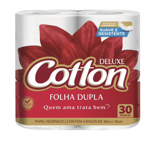 Papel Higiênico Cotton Folha Dupla Neutro 4 Rolos