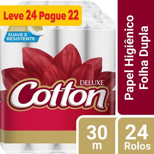 Papel Higiênico Cotton Folha Dupla 24 Rolos 30 Metros