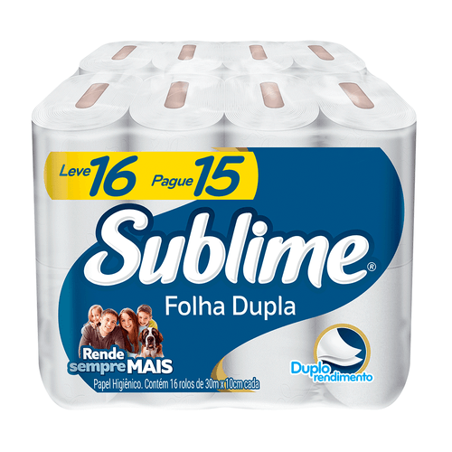 Papel Higienico Sublime Folha Dupla 30M L16P15 Rolos