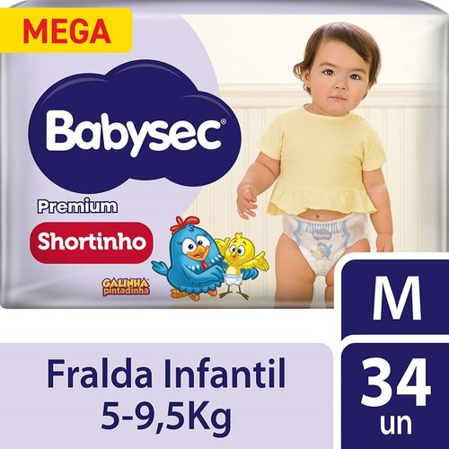 Fralda Babysec Shortinho Mega M 34 Unidades