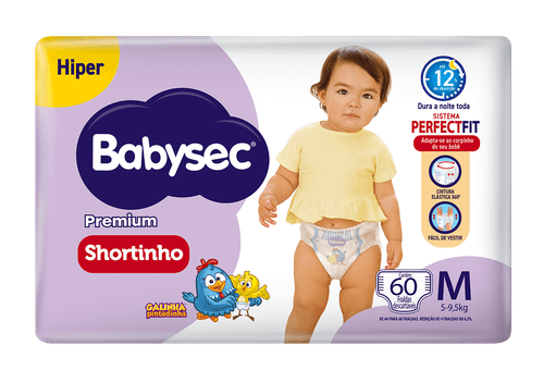 Fralda Babysec Shortinho Hiper M 60 Unidades