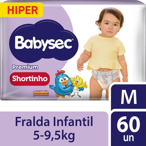 Fralda Babysec Shortinho Hiper M 60 Unidades