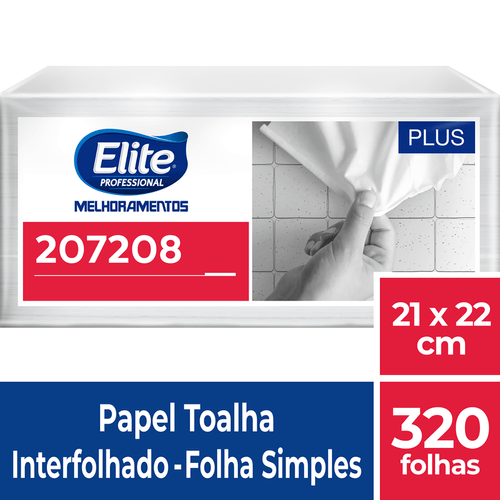 Papel Toalha Interfolhado Elite Folha Simples 320 Folhas