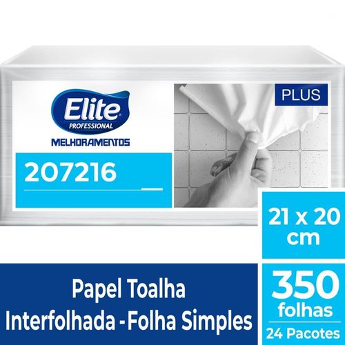 Papel Toalha Interfolhado Elite Folha Simples 350 Folhas