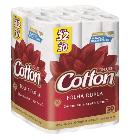 Papel Higienico Cotton Compact 30M L32P30 Rolos