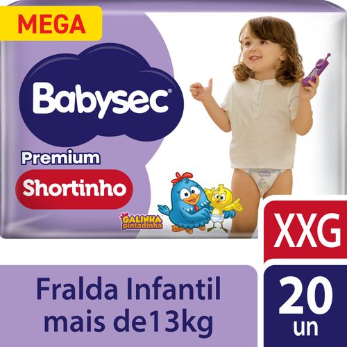 Fralda Babysec Premium Shortinho Importada Mega Xxg 20 Unidades