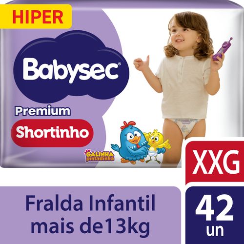 Fralda Babysec Premium Shortinho Importada Hiper Xxg 42 Unidades